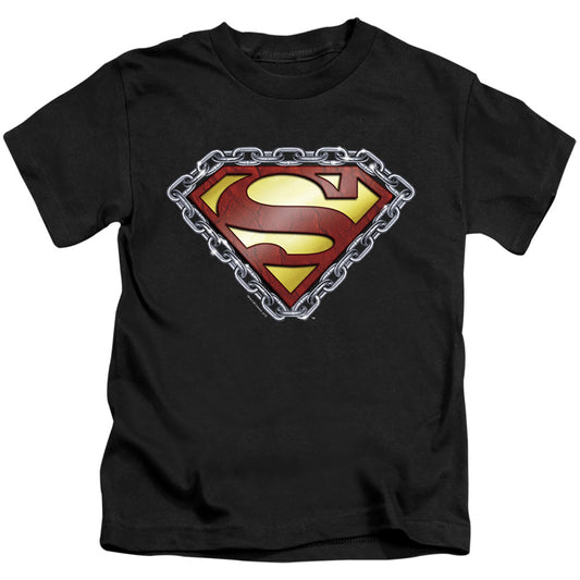 Superman Chained Shield Juvenile Kids Youth T Shirt Black