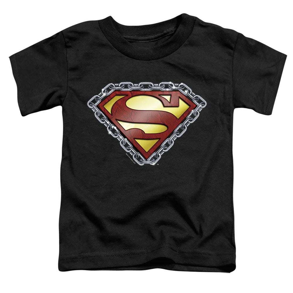 Superman Chained Shield Toddler Kids Youth T Shirt Black