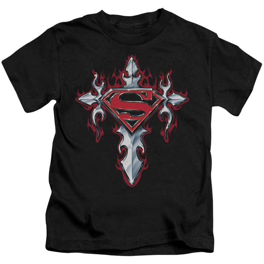 Superman Gothic Steel Logo Juvenile Kids Youth T Shirt Black