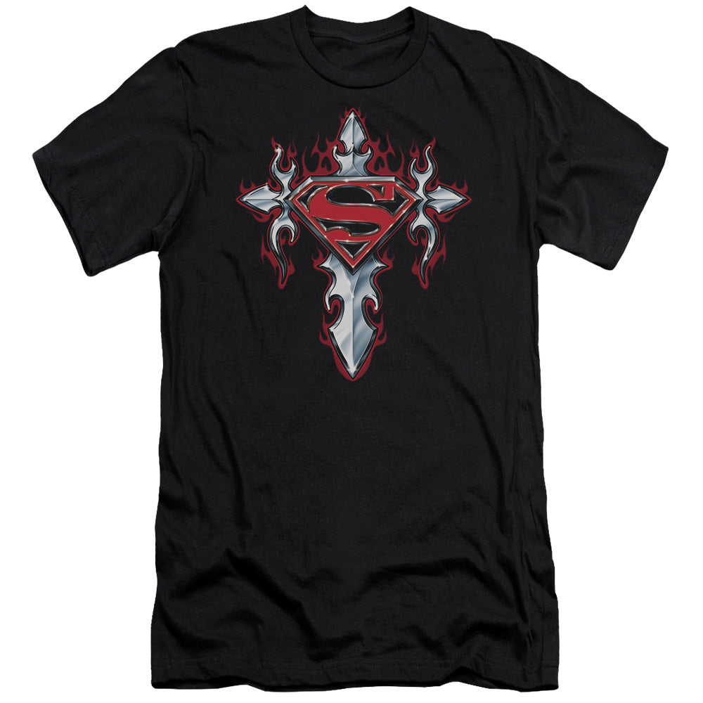 Superman Gothic Steel Logo Premium Bella Canvas Slim Fit Mens T Shirt Black