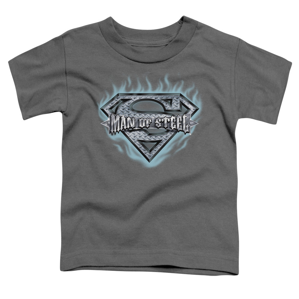 Superman Man Of Steel Shield Toddler Kids Youth T Shirt Charcoal