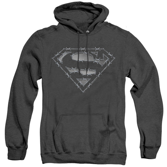 Superman Barbed Wire Heather Mens Hoodie Black