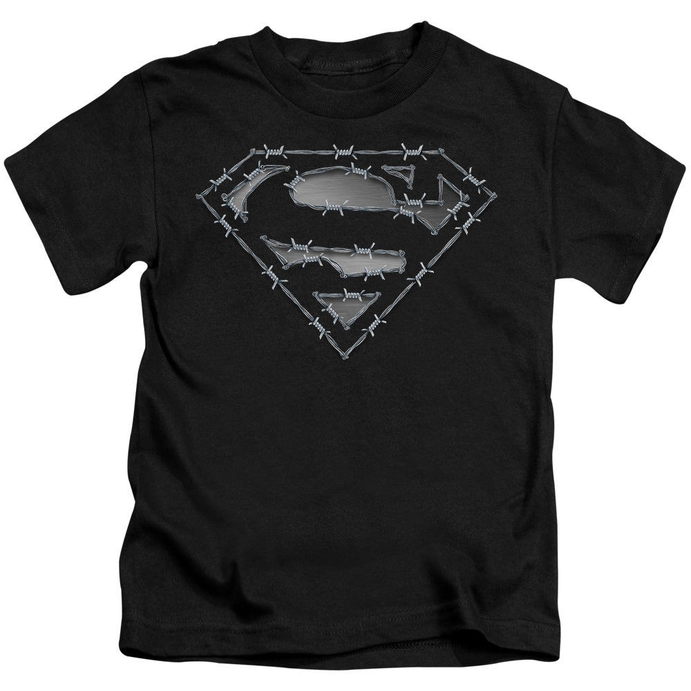 Superman Barbed Wire Juvenile Kids Youth T Shirt Black