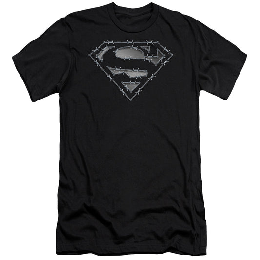 Superman Barbed Wire Premium Bella Canvas Slim Fit Mens T Shirt Black