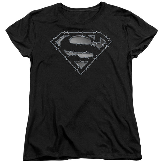 Superman Barbed Wire Womens T Shirt Black