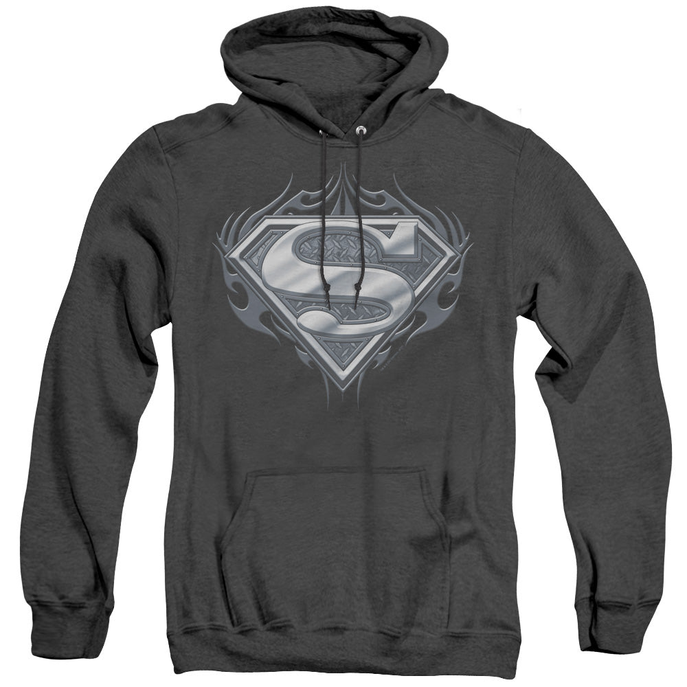 Superman Biker Metal Heather Mens Hoodie Black