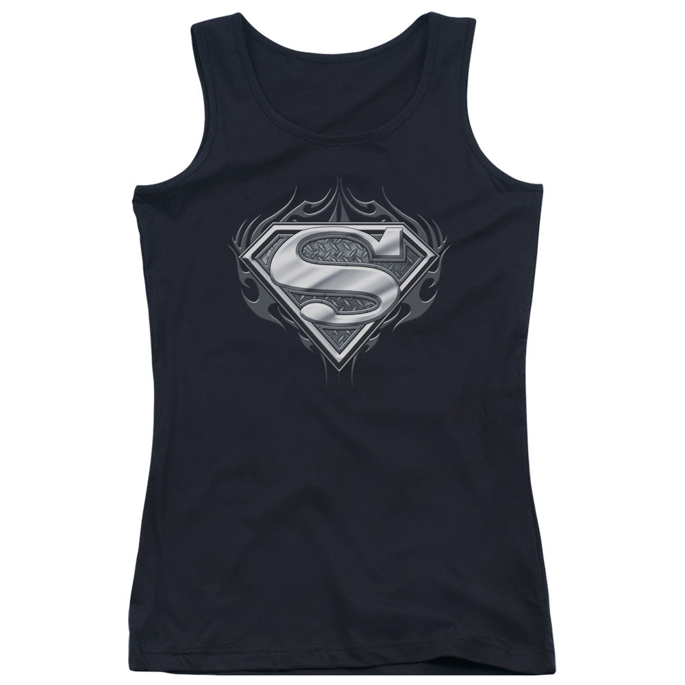 Superman Biker Metal Womens Tank Top Shirt Black