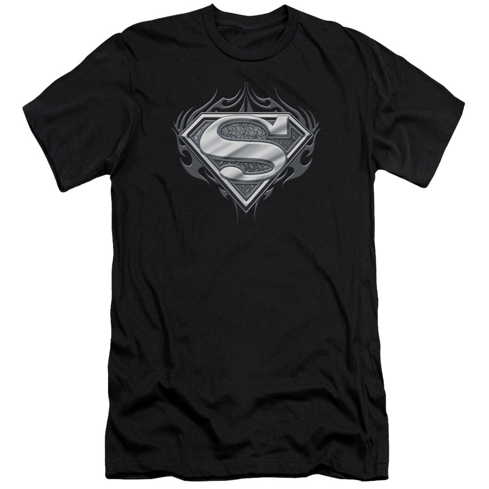 Superman Biker Metal Premium Bella Canvas Slim Fit Mens T Shirt Black