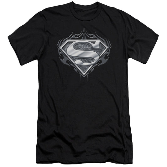 Superman Biker Metal Slim Fit Mens T Shirt Black