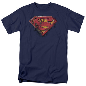 Superman Rusted Shield Mens T Shirt Navy Blue