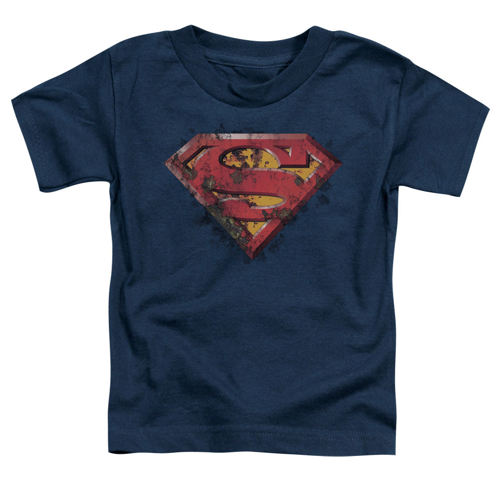 Superman Rusted Shield Toddler Kids Youth T Shirt Navy