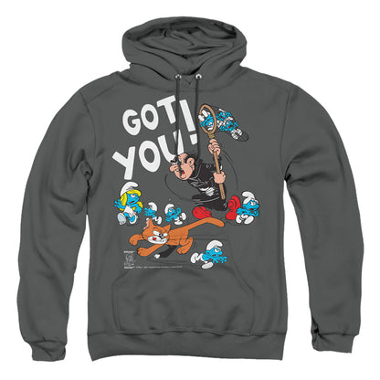 Smurfs Gargamel And Azrael Mens Hoodie Charcoal