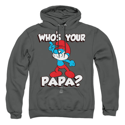 Smurfs Who'S Your Papa? Mens Hoodie Charcoal