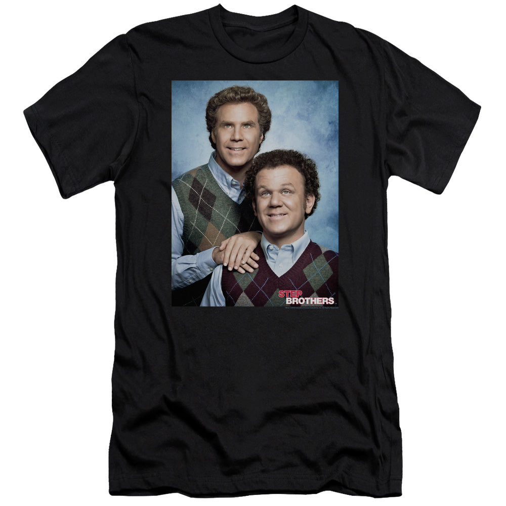 Step Brothers Portrait Slim Fit Mens T Shirt Black