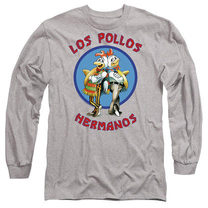 Breaking Bad Los Pollos Hermanos Mens Long Sleeve Shirt Athletic Heather Officially Licensed