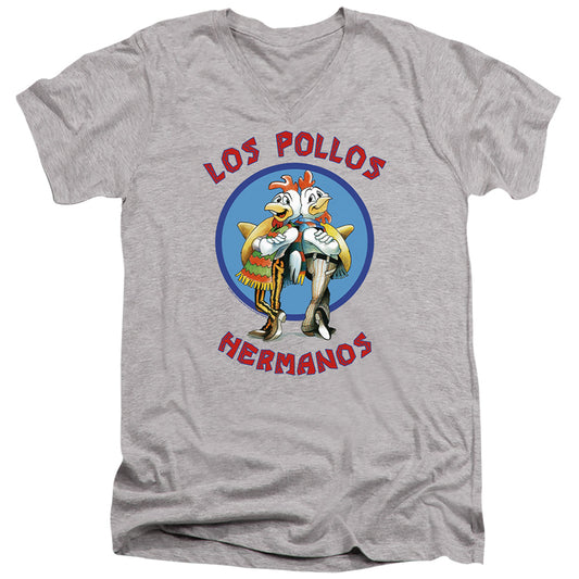 Breaking Bad Los Pollos Hermanos Mens Slim Fit V-Neck T Shirt Athletic Heather Officially Licensed