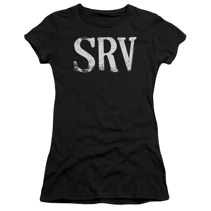 Stevie Ray Vaughan SRV Junior Sheer Cap Sleeve Premium Bella Canvas Womens T Shirt Black