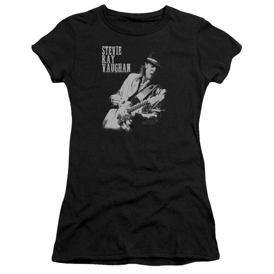 Stevie Ray Vaughan Live Alive Junior Sheer Cap Sleeve Womens T Shirt Black