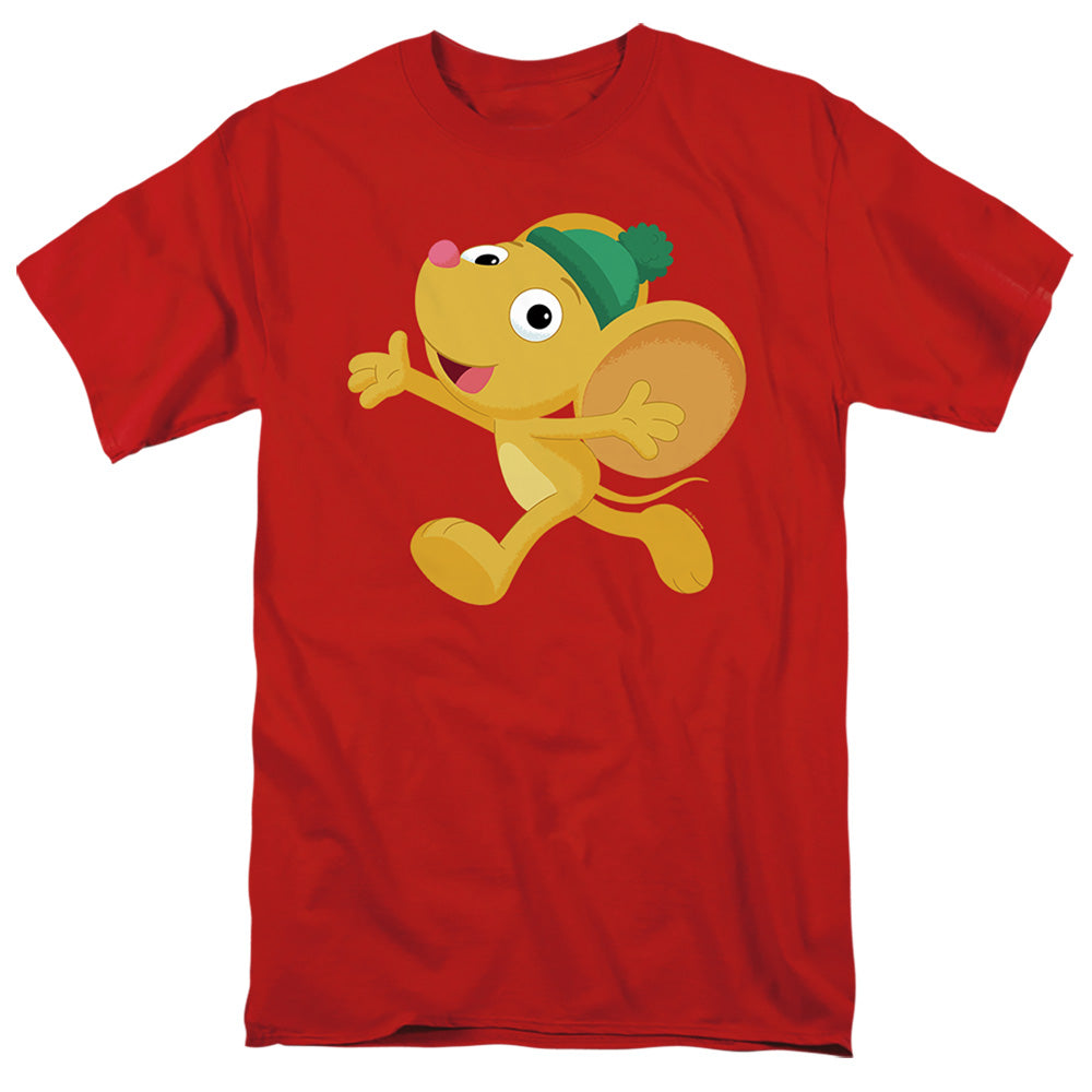 Sesame Street Furry Friend, Little Mouse Mens T Shirt Red