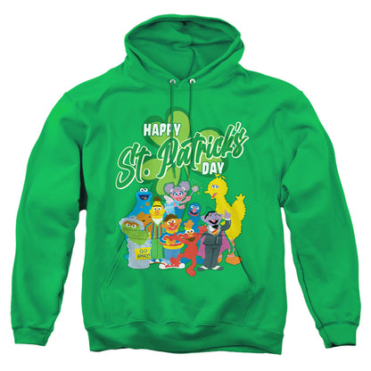 Sesame Street St. Patrick'S Day Big Bird Elmo Cookie Monster Mens Hoodie Kelly Green