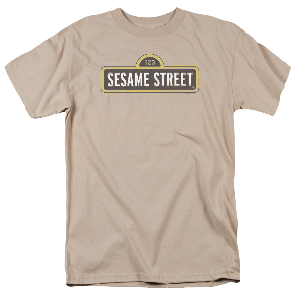 Sesame Street Tilted Logo Mens T Shirt Sand