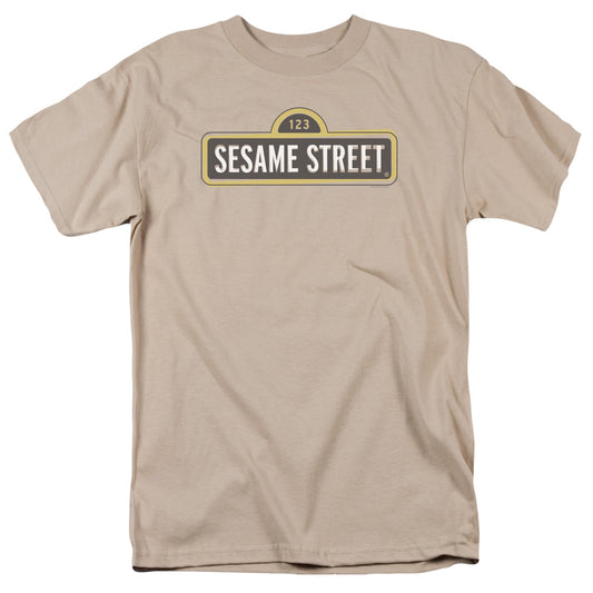 Sesame Street Tilted Logo Mens T Shirt Sand