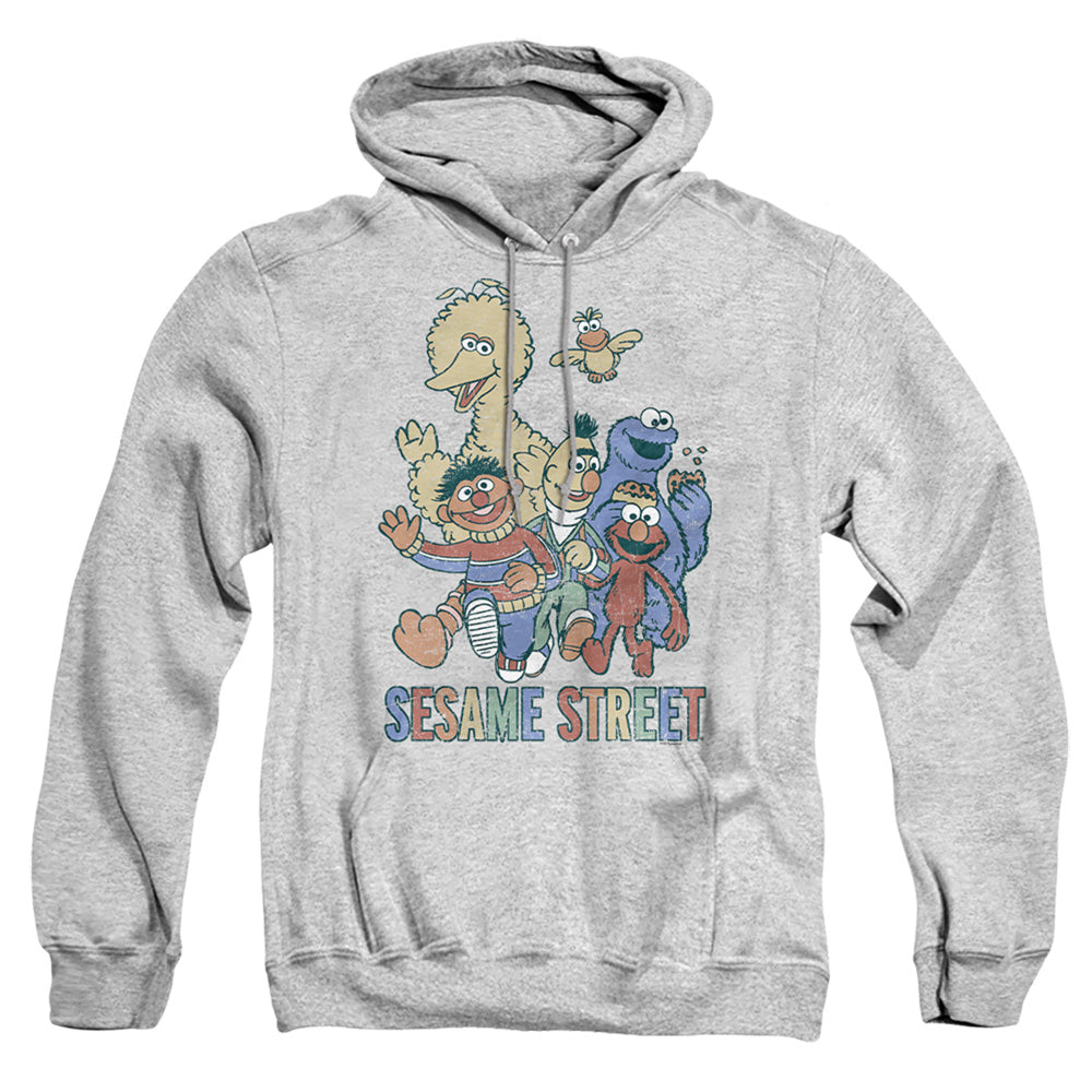 Sesame Street Colorful Group Mens Hoodie Athletic Heather