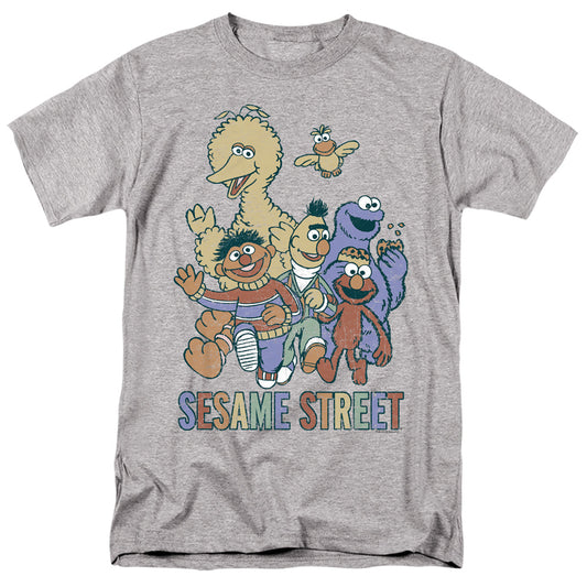 Sesame Street Colorful Group Mens T Shirt Athletic Heather