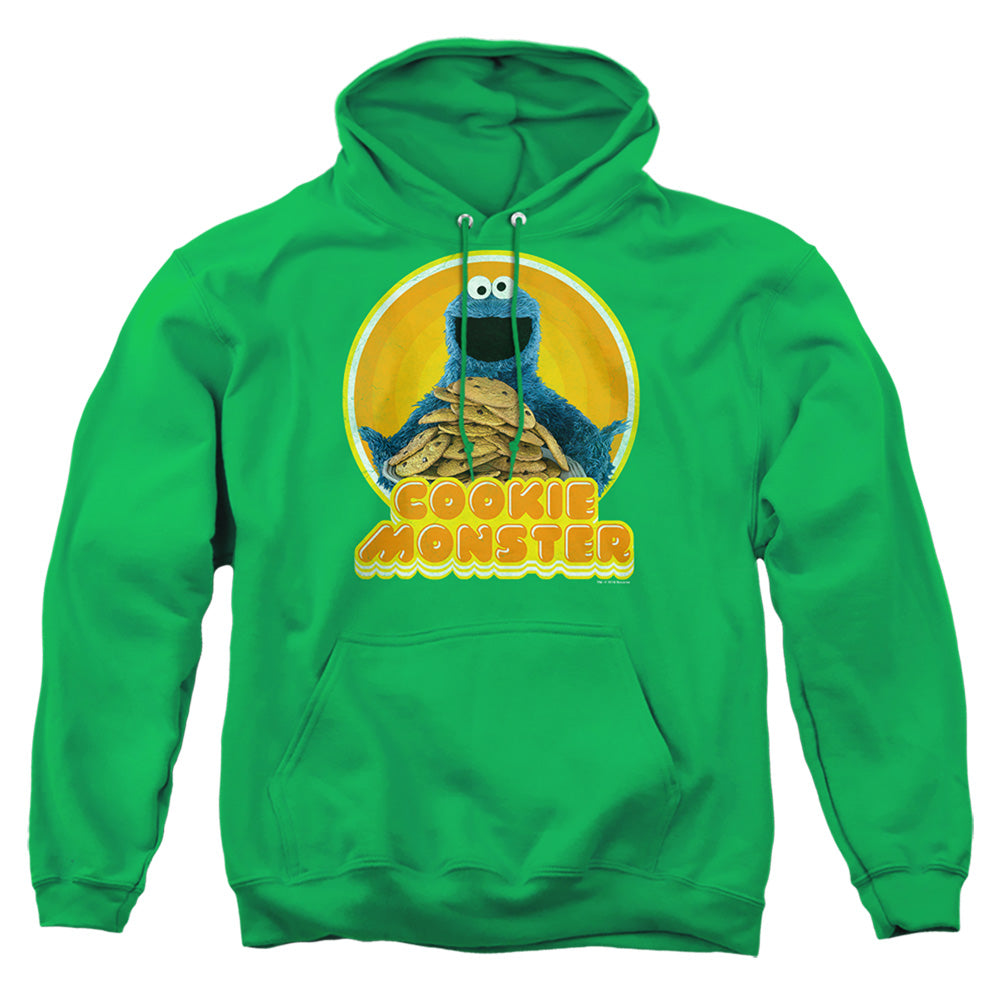 Sesame Street Cookie Iron On Mens Hoodie Kelly Green