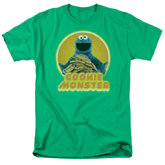 Sesame Street Cookie Iron On Mens T Shirt Kelly Green