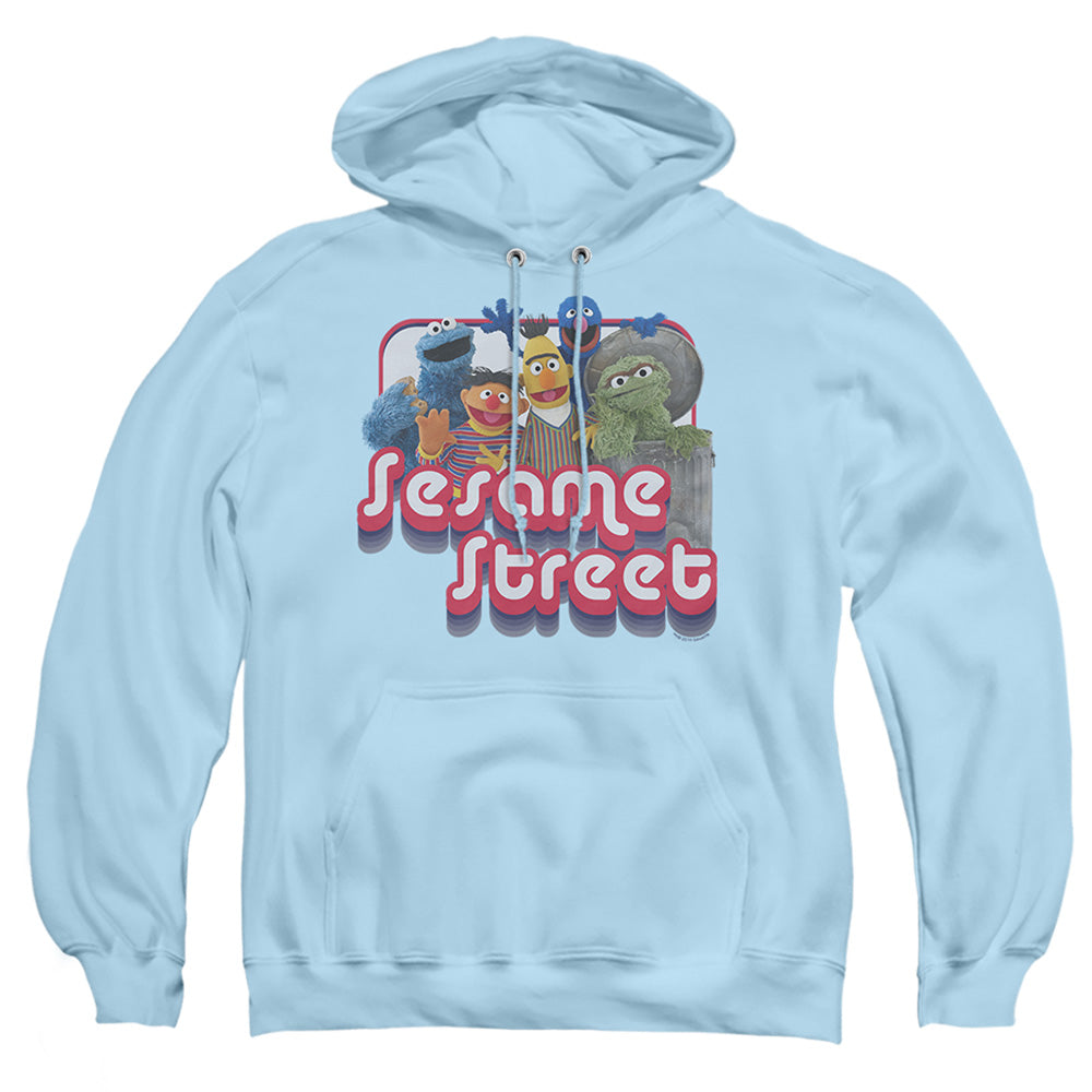 Sesame Street Groovy Group Mens Hoodie Light Blue