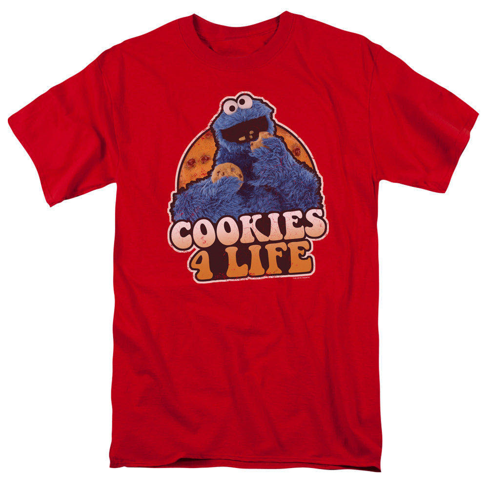 Sesame Street Cookies 4 Life Mens T Shirt Red