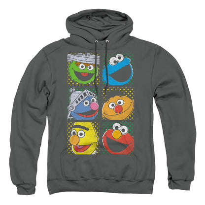 Sesame Street Group Squares Mens Hoodie Charcoal