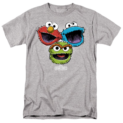 Sesame Street Halftone Heads Mens T Shirt Athletic Heather Officially Licensed