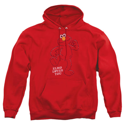 Sesame Street Elmo Loves You Mens Hoodie Red