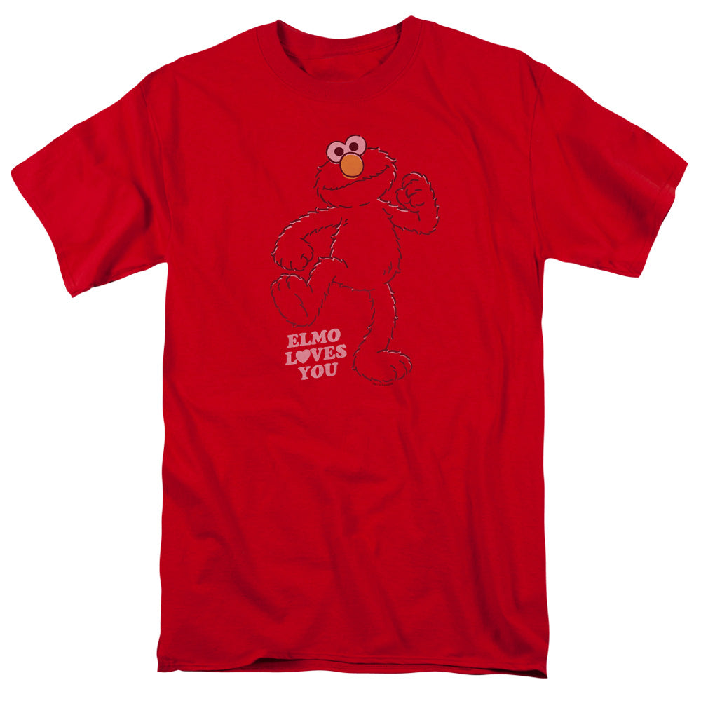 Sesame Street Elmo Loves You Mens T Shirt Red