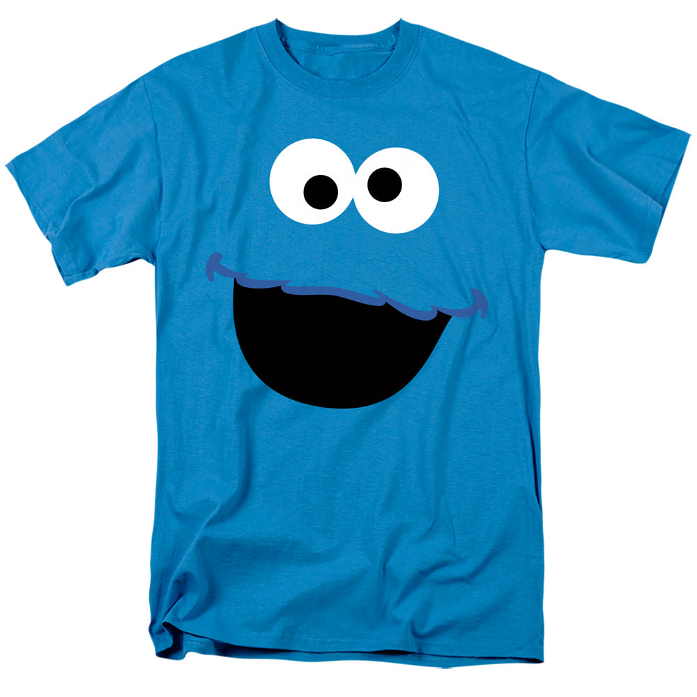 Sesame Street Cookie Monster Face Mens T Shirt Turquoise