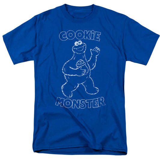 Sesame Street Simple Cookie Mens T Shirt Royal Blue