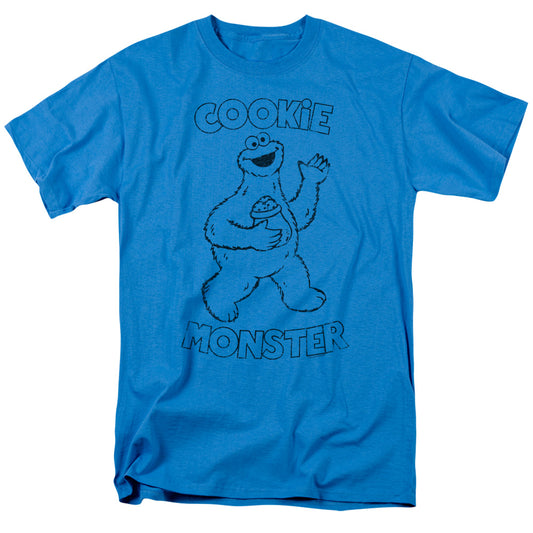 Sesame Street Simple Cookie Mens T Shirt Turquoise