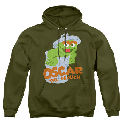 Sesame Street Flat Oscar Mens Hoodie Military Green