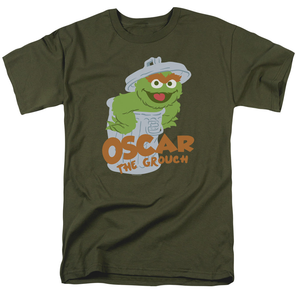 Sesame Street Flat Oscar Mens T Shirt Military Green