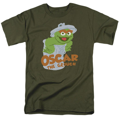 Sesame Street Flat Oscar Mens T Shirt Military Green Officially Licensed