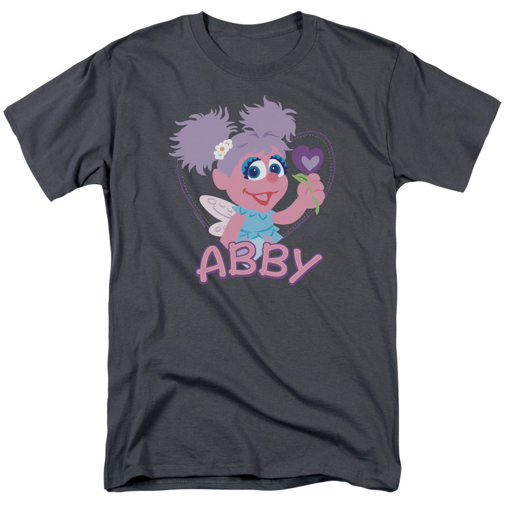 Sesame Street Flat Abby Mens T Shirt Charcoal