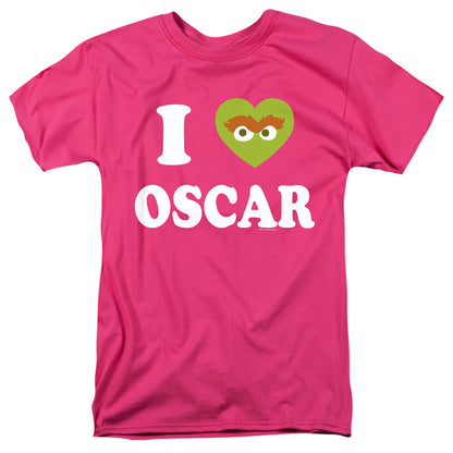 Sesame Street I Heart Oscar Mens T Shirt Hot Pink Officially Licensed