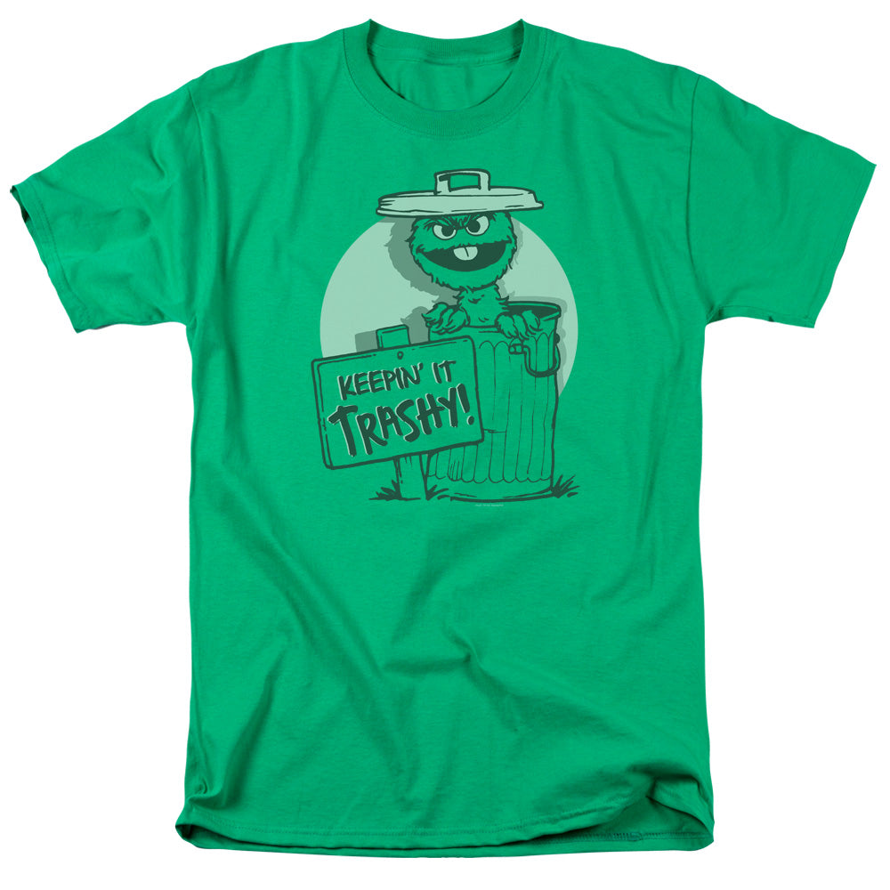 Sesame Street Keepin It Trashy Mens T Shirt Kelly Green