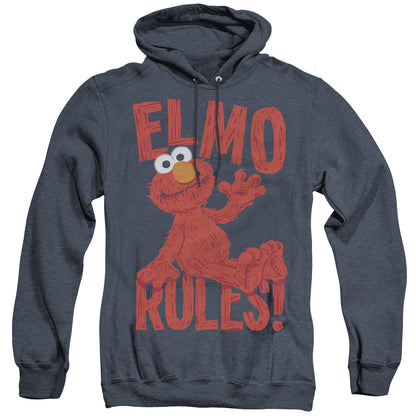 Sesame Street Elmo Rules Mens Heather Hoodie Navy