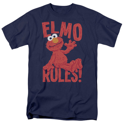 Sesame Street Elmo Rules Mens T Shirt Navy Officially Licensed