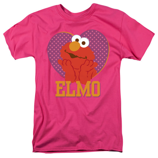 Sesame Street Patterned Elmo Heart Mens T Shirt Hot Pink