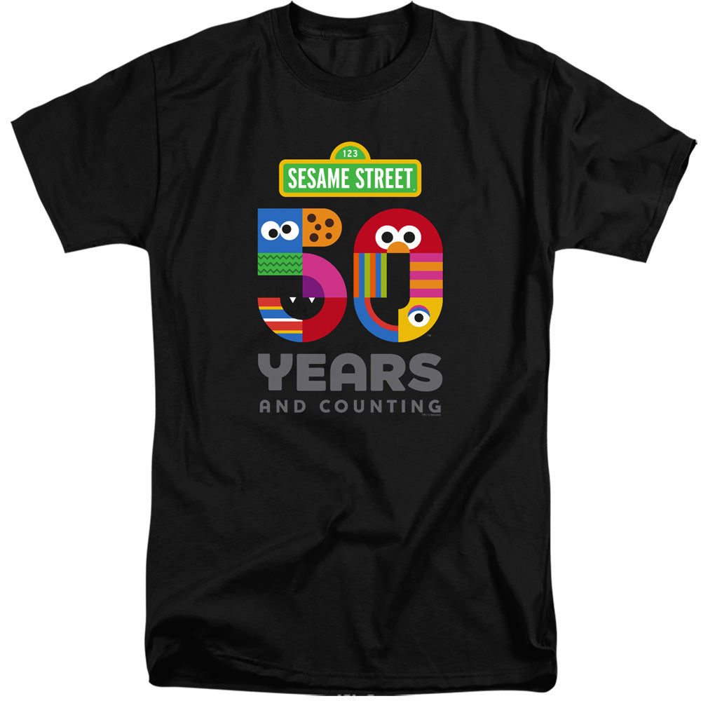 Sesame Street 50 Years Logo Mens Tall T Shirt Black