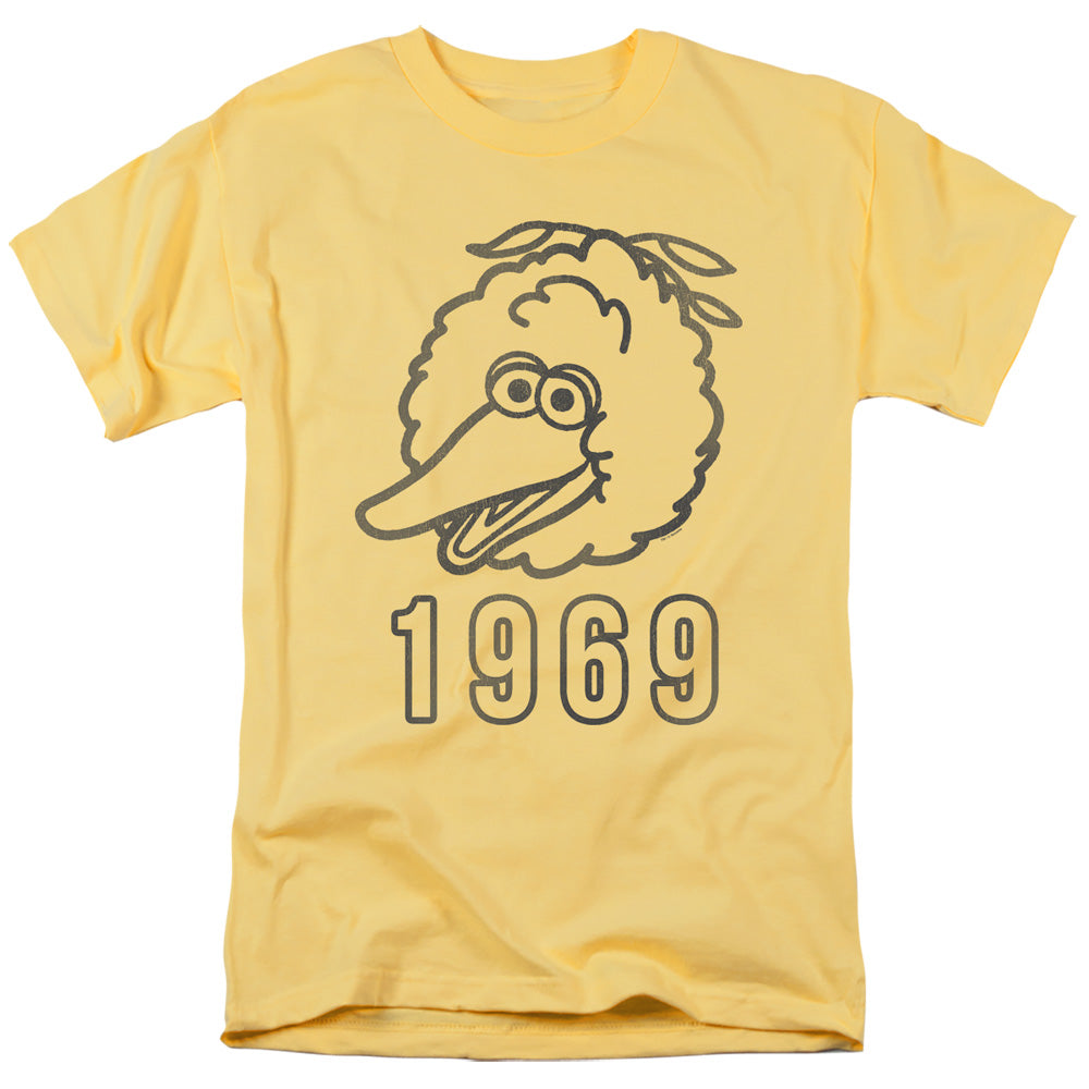 Sesame Street Big Bird 1969 Mens T Shirt Banana